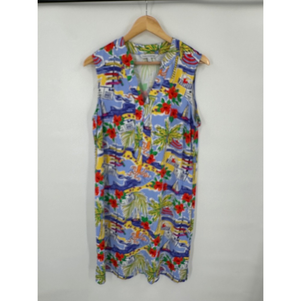 Sunsets & Sweet Tea Shift Dress Womens Size L Tropical Beach Resort Cruise